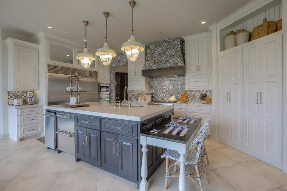 large kitchen island with seating